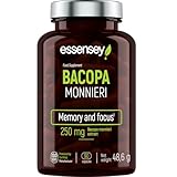 ESSENSEY - Brahmi I 250 mg I 90 Kapseln I 50% Bacoside I Bacopa-monnieri-Extrakt I Für Vegetarier I 90 Tagesdosen