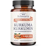 BioSchwartz Kurkuma-Curcumin mit BioPerine 1500 mg – Natürliche Gelenkunterstützung mit 95% standardisierten Curcuminoiden und schwarzem Pfefferextrakt für eine ultrahohe Absorption