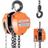 VEVOR Kettenzug mit 0,5 T Traglast, Handkettenzug, 3 m Hubhöhe, Hebezug mit G80-Kette, Hochleistungs-Flaschenzug, manuelle Hebezeuge, Kettenflaschenzug für Garagen, Lager, Automobilmaschinen, Orange