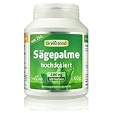 Greenfood Sägepalme (Extrakt mit 75%) 400mg hochdosiert mit Zink, 120 Kapseln, vegan - gut für Testosteronhaushalt (Zink) sowie Fettsäure- und Kohlenhydratstoffwechsels (Zink)