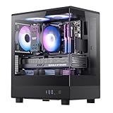 darkFlash Micro-ATX-PC-Gehäuse, Vorinstalliert mit 3 PWM-ARGB-Lüftern Computergehäuse, Vollansicht Doppeltem Hartglas MATX-Gaming-PC-Gehäuse, Typ-C, Unterstützt bis zu 240 mm AIO (DB330M) (Schwarz)
