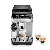 De'Longhi Magnifica Evo ECAM292.81.SB, Kaffeevollautomat mit Milchsystem, 7 Direktwahltasten für Cappuccino, Espresso und weitere Kaffeespezialitäten, Bedienfeld, 2-Tassen-Funktion, Silber/Schwarz