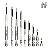 k5 Anti-Rutsch Kreuzschlitz-Bits, K5 High Magnetic Antirutsch Bitsatz 25-150mm, Für Schlagbohrmaschine,Akkuschrauber,Handbohrmaschine (9 Pcs)