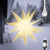 SALCAR 3D LED Leuchtstern Garten, 60cm XXL Weihnachtsstern Fenster Deko zum Aufhängen, Weiß LED Adventsstern inkl. warm LED Beleuchtung, LED Stern Beleuchtet