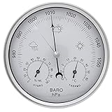 zalati Analog Barometer Thermometer Hygrometer mit Edelstahlrahmen 3 in 1 Wetterstation für Innen und Außen