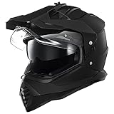 ILM Dual Sport Adventure Motocross Motorradhelm mit Pinlock kompatiblem Sonnenvisier ATV Dirt Bike Off Road Casco ECE Modell-WS902,Schwarz Matt, M