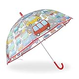 Relaxdays Regenschirm Kinder, Auto-Motiv, Kinderregenschirm, für Jungen & Mädchen, Ø 73 cm, kleiner Stockschirm, bunt