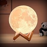 LOUHH Mondlampe, 2024 Upgrade Mond Nachtlicht -15CM 3D Mondlampe Intelligente Fernbedienung 16 Farbe Stimmung Lampe, Moon Lamp für Weihnachten Geschenke Kinderzimmer Dekoration Urlaub Geschenke