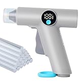 PLLYPE Akku Heißklebepistole mit 22 Heissklebepistole Klebesticks(7MM), 30s Schnell Aufheizen Klebepistole, automatische Abschaltung, 2500mAh Klebepistole Kabellos, LED Digitale Temperaturanzeige