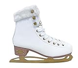 Cox Swain Klassische Eislauf Schlittschuhe ICEPEARL, für Damen und Kinder, bequem, warm gefüttert - Edelstahlkufe vorgeschliffen, White/Gold Gr. 37