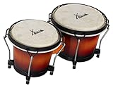 XDrum Bongos Club - 6' Macho und 7' Hembra - Naturfelle - professionelles Stimmsystem - Schwarz satinierte Hardware - Vintage Sunburst