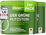 PRINOX 2x Der Grüne Putzstein I 950g inkl. Handschwamm I Nachhaltiger Universal Allzweckreiniger I Jahresvorrat je Dose I Öko Reiniger für Küche, Bad, Fenster, Sneaker, Ceranfeld I Made in DE