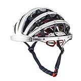 Heemtle Faltbare Fahrradhelm Leichte Einstellbare Tragbare Sicherheit Fahrradhelme City Bike Sport Freizeit Fahrradhelm Silber (Einstellbar: 56 cm-62 cm)