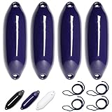 HonuNautic 4er Set Fender incl. Fenderleinen | U-Serie | Farbe: Blau | Größe: Ø 10 x L 33 cm | Boot & Yacht Stegfender, Langfender