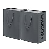 TIMEYARD Wäschekorb, 2er Set 75L Wäschesammler, Wäschekorb Groß, Aufbewahrungskorb Kinderzimmer, Laundry Baskets, Wäschekorb Faltbar Handtuchkorb für Badezimmer Wohnzimmer Wäschetonne, 43x60cm, Grau