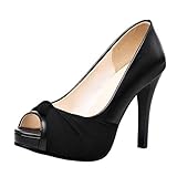 MISSUIT Damen Peeptoe High Heels Plateau Stiletto Pumps(Schwarz,38)