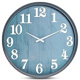 eYotto 18inch Gartenuhr für den Außenbereich, wasserdicht, 46 cm leise übergroße Wanduhr, batteriebetrieben, für Terrasse, Pool, Wohnzimmer, Büro, dekorativ (modern)