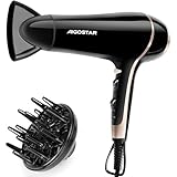 Aigostar Haartrockner 2400W Föhn Ionen 3 Temperaturniveaus und 2 Luftströmungsgeschwindigkeiten Haarföhn Schwarz Hair Dryer - Lora