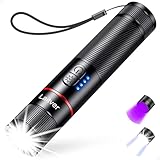 Taschenlampe LED/UV Aufladbar 2 in 1, Laitver 2000L Superhell Taschenlampen 395nm Mini Schwarzlicht 6 Modi, Zoombar Lange Akkulaufzeit Wasserdischt, für Beleuchtung & Erkennung von Tierurin
