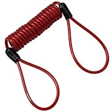 Sicheres Federseil-Kabelschloss für Motorrad-Scheibenbremse und Fahrradhelm, mit Metall-Schnittstelle und wasserdichtem Gehäuse (rot)