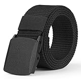 Aomig Gürtel Herren, Verstellbarer Arbeitsgürtel für Damen und Herren, Stoff Taktischer Gürtel Outdoor, Schneller Tactical Belt mit Schnellverschluss, Herren-gürtel für Arbeit und Reisen（Schwarz）