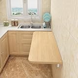 WODFARR Klapptisch zur Wandmontage aus Holz, Küchentisch, Wandklapptisch, Schwebetisch, Computertisch-A, 60 * 30 * 1,6 cm - Nussbaum