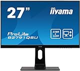 iiyama ProLite B2791QSU-B1 68,5cm (27') LED-Monitor QHD (DVI, HDMI, DisplayPort, USB3.0), FreeSync, Höhenverstellung, Pivot, schwarz