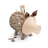 Forest Decor Sparschwein aus Holz, handgefertigt