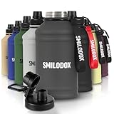 SMILODOX Edelstahl Trinkflasche 2,2 Liter - Extra Stark Sport & Fitness Wasserflasche mit Druckverschluss - BPA-freie Metal Sportflasche für Fitnessstudio, Bodybuilding, Outdoor, Wandern & Büro