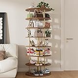 360° Drehbares Schuhregal, 7-Stöckiges Regal Für Schuhe Und Taschen, Zur Aufbewahrung Von Schuhen Und Handtaschen, Spart Platz und Eignet Sich Für Das Wohnzimmer Und Schlafzimmer, in Retro-Braun
