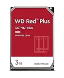 WD Red Plus interne Festplatte NAS 3 TB (3,5'', Datenübertragung bis 175 MB/s, Workload 180 TB/Jahr, 5.400 U/min, 128 MB Cache, 8 Bays) Rot