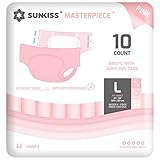 SUNKISS Masterpiece Windeln für Erwachsene mit ultimativer Saugfähigkeit, Einweg Inkontinenz Slips für Männer und Frauen, mit Tabs, Auslaufschutz bei Blasenschwäche, Rosa, Größe L, 10 Stück