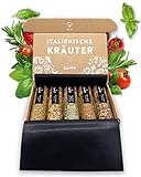 TIMBER TASTE® 5 Italienische Gewürze Geschenkset - Italienische Kräuter Gewürze Set als besonderes Geschenk für Erwachsene Frauen & Männer - Pasta & Pizza Geschenkset zum Kochen - Geschenke für Paare