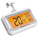 ThermoPro Kühlschrankthermometer Digital mit großem LCD-Display und Hintergrundbeleuchtung Gefrierschrank-thermometer mit Max/Min-Aufzeichnung Thermometer mit Magnet- und Ständeroptionen