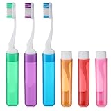 Apausvcm 6 Stück Reise Zahnbürste,Klappbare Reisezahnbürste,Tragbare Weiche Zahnbürste,Faltbare Zahnbürste,Mini Zahnbürsteset,Travel Toothbrush für Unterwegs Camping Reisen Schule Kinder Erwachsene