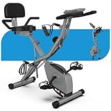 KURONO Ergometer Heimtrainer Fahrrad,5 IN 1 Klappbar Hometrainer Fahrrad Trainingsgeräte für das Ausdauertraining, 150KG Belastbar 16-Stufiger Magnetischer Widerstand,Verstellung der Sitzlehne