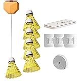 Automatisches Rebound Badminton, Rebound Gerät mit Fernbedienung | Elastisches Badminton-Trainer Set, Einzelspieler Rebound Trainer mit 6 Bällen für Anfänger