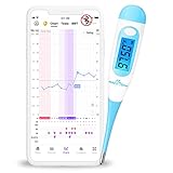 Easy@Home Basalthermometer Fruchtbarkeitsthermometer Ovulationstest zur Zykluskontrolle und Eisprung-Tracking mit Premom APP, Digitales Thermometer mit blauer Hintergrundbeleuchtung LCD-Anzeige