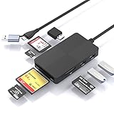 USB C USB3.0 Multi-Kartenleser Hub, 5 Speicherkarten mit extra 3 USB3.0, SD/TF/CF/XD/MS Speicherkartenleser/Adapter/Hub für SD SDXC SDHC CF CFI TF Micro SD Micro SDXC SDHC MS MMC UHS-I USB-Stick