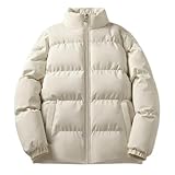 winterjacke herren, Warm Lightweight Snow Windbreaker with Practical Pockets, Quilted Jacket with Hood, Down Zip, skijacke herren, herren daunenjacke, teddy, jacken herren winter, XXL， Khaki