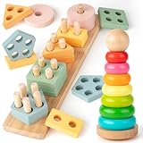 EFO SHM Montessori Spielzeug Baby, Holzspielzeug Stapelturm...