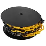 Robuste Absperrkette aus schwarzem und gelbem Kunststoff – solide PP/PE-Glieder für Menschenmengenkontrolle, Parkplatz, Bauzone, Sicherheit, UV-beständig, wetterfest, Warteschlangenzaun