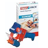 tesa Packband Handabroller ECONOMY - robuster Abroller für Paketbänder - Profi-Qualität - Für Klebebänder mit bis zu 50 cm Breite