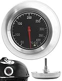 HOMETOOLS Temperatur-Beständiges BBQ Edelstahl Grill-Thermometer, Ø 7,5 cm, 10°C - 400°C