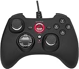 Speedlink RAIT Gamepad kabelgebunden – Gaming PC Controller mit Kabel, Vibrationsfunktion, Dauerfeuer Funktion, für PC, PS3, Switch, gummierte Oberfläche, schwarz