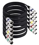 Xespis 6 Stück 1.5M XLR Kabel Premium Symmetrisches XLR Mikrofonkabel, Pin DMX Microphone Signal Cable Connection Cable Stecker auf Buchse DMX Mikrofonkabel für Studioaufnahmen und Live-Produktion