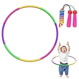 AVCXEC Hula Hoop Reifen für Kinder Mit Springseil, Hula Hoop Reifen Kinder ab 4 Jahre Einstellbares Gewicht, Fitness Hula Hoop Reifen Kinder 8 Teiliges Abnehmbare Design für Gymnastik, Fitness, Tanzen