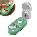 Tablettenteiler für Große und Kleine Tabletten,tablettenspalter mit Aufbewahrungsfach tablettenschneider Teilt Pillen Exakt, für Tabletten in ein Halbes Viertel Schneiden (Grün)