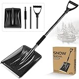 Schneeschaufel, 3-Teiliges Abnehmbares Design, 127cm Lange Schneeschieber Schiebekante mit Aluprofil, Einstellbare Tragbare Schneeschaufel für Auffahrt, Schneemann Spielen, Camping,
