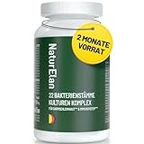 Probio Kulturen Komplex Kapseln, 22 Bakterienstämme mit aktiver B-Komplex und Akazienfaser, Magensaftresistent, Vegan, 20 Mrd. KbE/Tagesdosis, in Deutschland produziert, 60 Kapseln, NaturElan